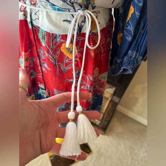 Lulalife Floral Bohemian Dress with Tassels - size M - Picture 7 of 11